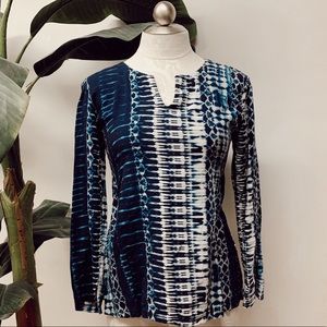 Blue Tie-dye Long Sleeve Top